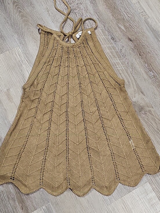 JustFab Tops - Just Fab Knit Halter Tank Top in Camel/Tan L